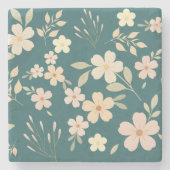 Retro-Blumen-Stimmung Steinuntersetzer (Vorderseite)
