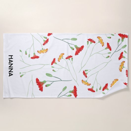 Retro-Blumen Strandtuch, Retro-Blumenmuster  Strandtuch (Vorderseite)