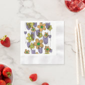 Retro-Blumen-Strichzeichnung Muster Papiertücher Serviette (Beispiel)