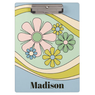 Retro-Blumen-Tagtraum 60er-Pastell-Personalisiert Klemmbrett