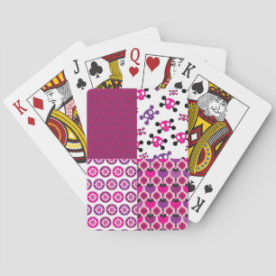 Retro-Blumen-Totenkopf-Polka-Dot Spielkarten