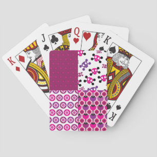 Retro-Blumen-Totenkopf-Polka-Punkt Spielkarten