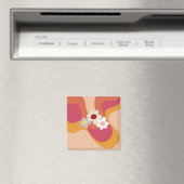 Retro-Blumen und Wellen Magnet (In Situ (Geschirrspüler))
