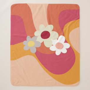 Retro-Blumen und Wellen Sherpadecke