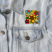 Retro-Blumen Urbane Farben Button (Beispiel)