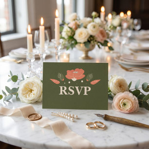Retro-Blumen-Vintage-Garten RSVP Karte