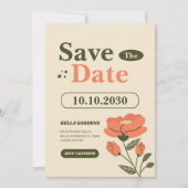 Retro-Blumen-Vintage-Garten Save The Date (Vorderseite)