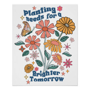 Retro-Blumen-Zitat Poster
