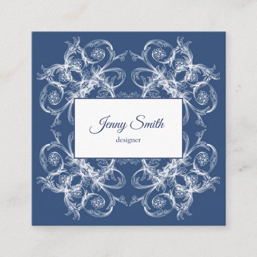 Retro Blumenbarock Quadratische Visitenkarte (Vorderseite)