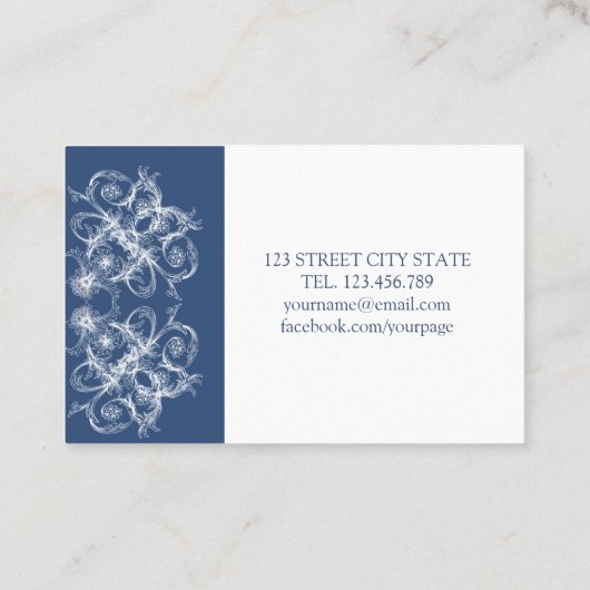 Retro Blumenbarock Visitenkarte (Rückseite)