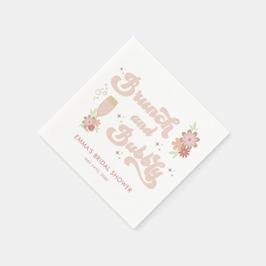 Retro-Blumenbrunch und Bubbly-Brautparty Serviette (Ecke)