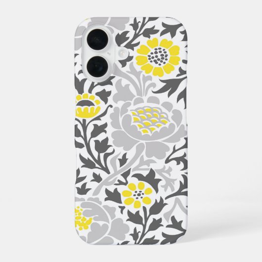 Retro-Blumendamask iPhone 16 Hülle (Rückseite)