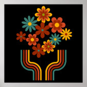 Retro Blumendesign 24x24 in Poster (Vorne)