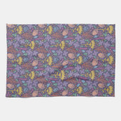 Retro Blumendesign mit Blume und Früchten. Geschirrtuch (Horizontal)