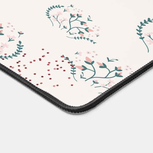 Retro-Blumendesign mit Imitate Blue Glitzer Schreibtischunterlage (Ecke)