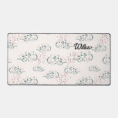 Retro-Blumendesign mit Imitate Blue Glitzer Schreibtischunterlage (Vorderseite)