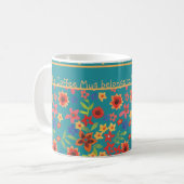 Retro-Blumendruck auf Aquamarine Kaffee-Tasse Kaffeetasse (Vorderseite Links)
