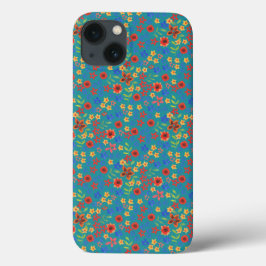 Retro-Blumendruck auf Aquamarinem Fall-Mate-iPad-F Case-Mate iPhone Hülle