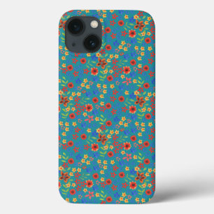 Retro-Blumendruck auf Aquamarinem Fall-Mate-iPad-F Case-Mate iPhone Hülle