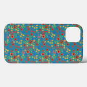 Retro-Blumendruck auf Aquamarinem Fall-Mate-iPad-F Case-Mate iPhone Hülle (Rückseite (Horizontal))