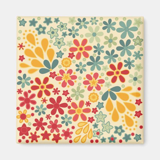 Retro. Blumenelemente Magnet (Vorne)