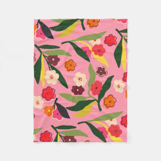 Retro-Blumenfelder Fleecedecke (Vorderseite)
