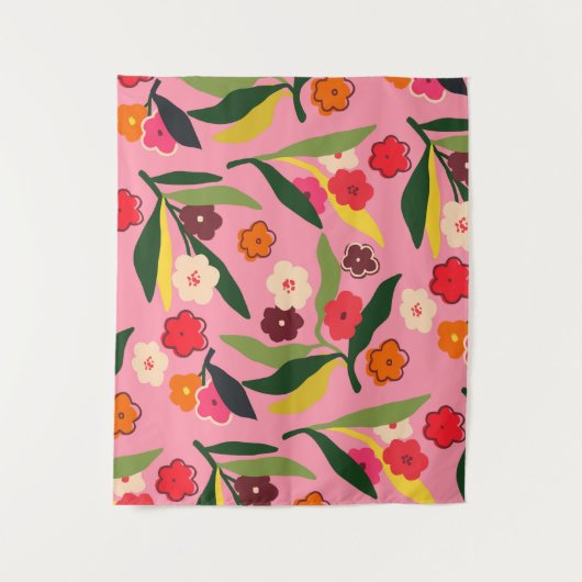 Retro-Blumenfelder Wandteppich (Vorderseite)