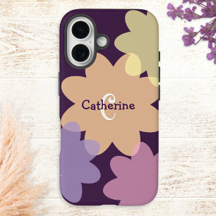 Retro-Blumenformen Groovy Monogramme iPhone 16 Hülle