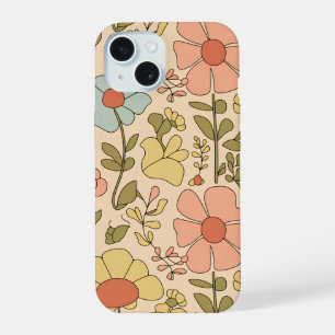 Retro-Blumenfreude Vintage-Blumenmuster iPhone 15 Hülle