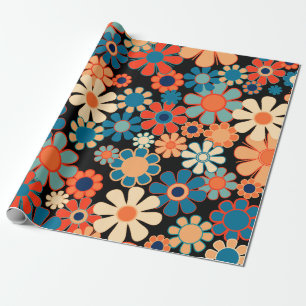 Retro Blumengarten Kühne Vintage Blume Nahtlos Geschenkpapier