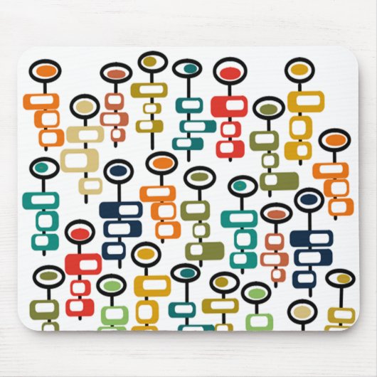 Retro-Blumengarten Mousepad (Vorne)