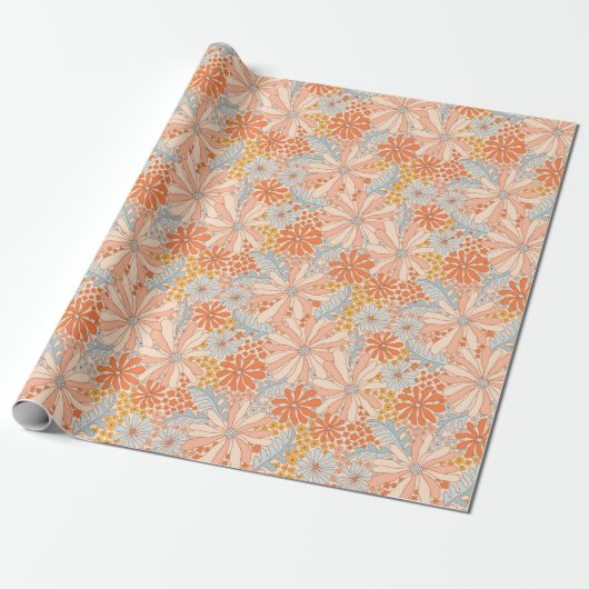 Retro-Blumengarten-Muster Geschenkpapier (Ungerollt)