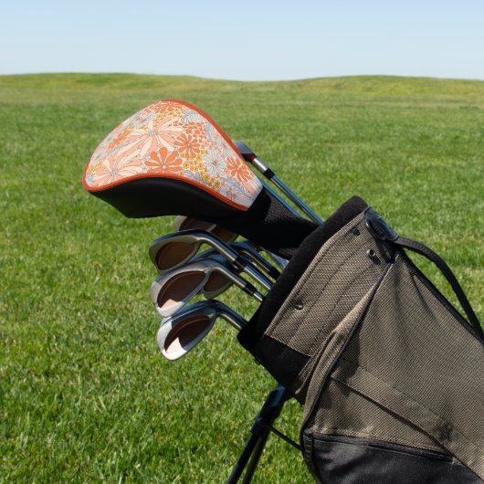 Retro-Blumengarten-Muster Golf Headcover (In SItu)