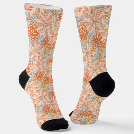 Retro-Blumengarten-Muster Socken (Gewinkelt)
