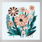 Retro-Blumengarten Poster (Vorne)