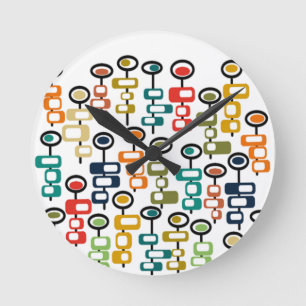 Retro-Blumengarten Runde Wanduhr