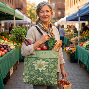 Retro-Blumengeschenke zum Ruhestand für Mama Grün Tasche