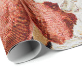 Retro Blumengewebedruck Geschenkpapier (Rolleneckpunkt)