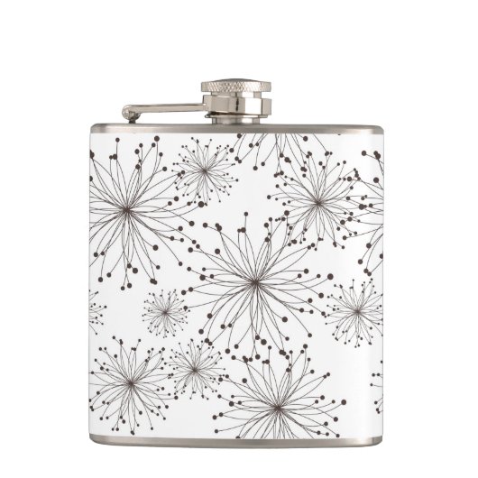 Retro Blumenhintergrund Flachmann (Vorderseite)