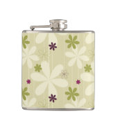 Retro Blumenhintergrund Flachmann (Vorderseite)