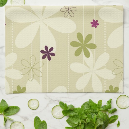 Retro Blumenhintergrund Geschirrtuch (Gefaltet)