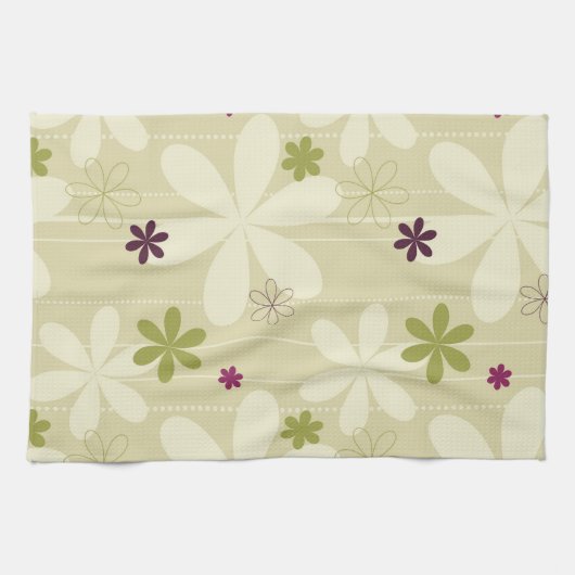 Retro Blumenhintergrund Geschirrtuch (Horizontal)