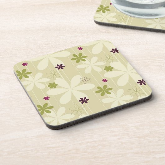 Retro Blumenhintergrund Getränkeuntersetzer (Linke Seite)