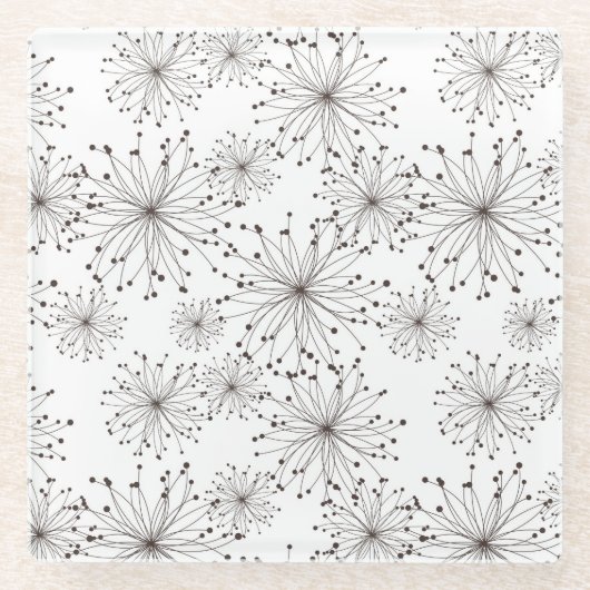 Retro Blumenhintergrund Glasuntersetzer (Vorderseite)