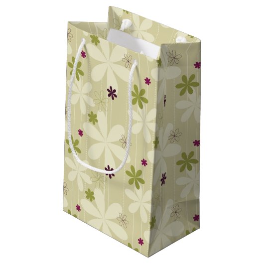 Retro Blumenhintergrund Kleine Geschenktüte (Rückseite Schrägansicht)
