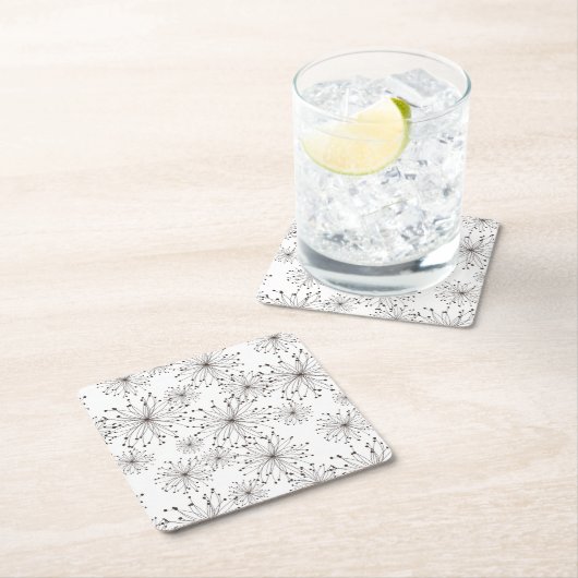 Retro Blumenhintergrund Rechteckiger Pappuntersetzer (Vor Ort)