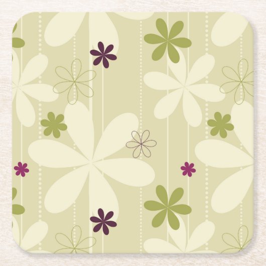 Retro Blumenhintergrund Rechteckiger Pappuntersetzer (Vorderseite)
