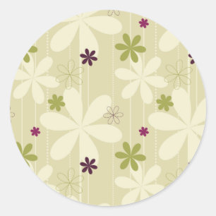 Retro-Blumenhintergrund Runder Aufkleber