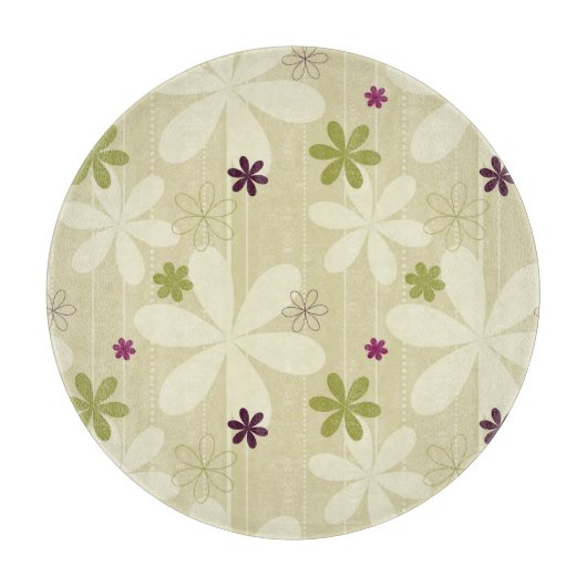 Retro Blumenhintergrund Schneidebrett (Vorderseite)