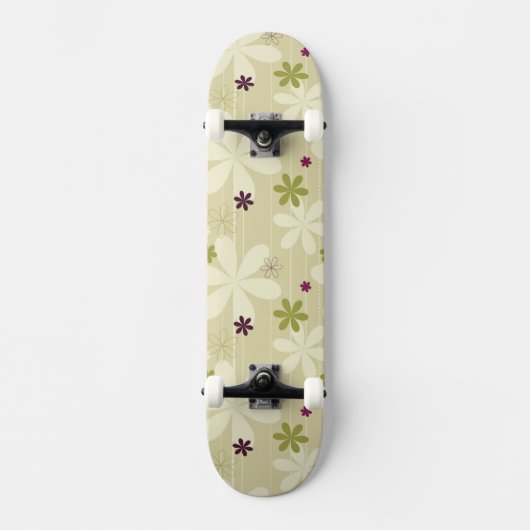 Retro Blumenhintergrund Skateboard (Vorderseite)